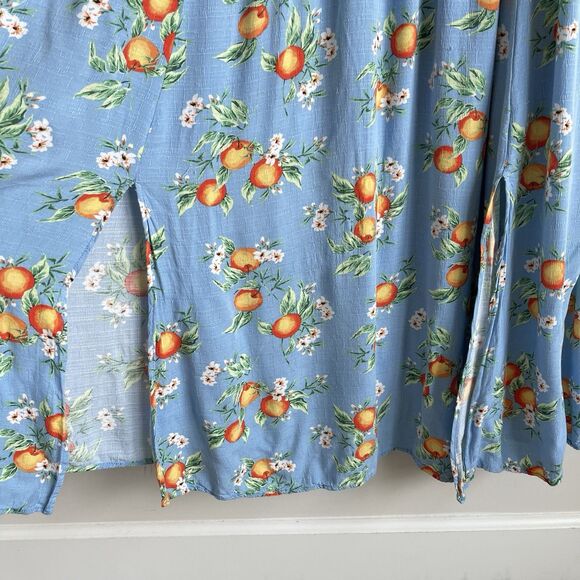 Torrid Textured Woven Double Slit Maxi Dress Blue Orange Print 2X 18-20 - Picture 6 of 15